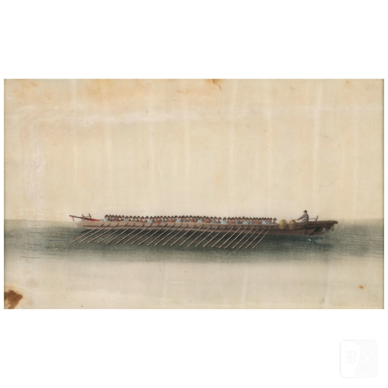 佚名 廣東學院畫派 船舶與風景 冊頁八幀 設色紙本 鏡框 十九世紀 | ANONYMOUS, GUANGDONG SCHOOL, 19th century - 图14